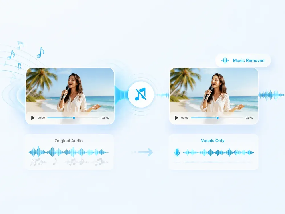 Remove Background Music from Video or Audio Online Free